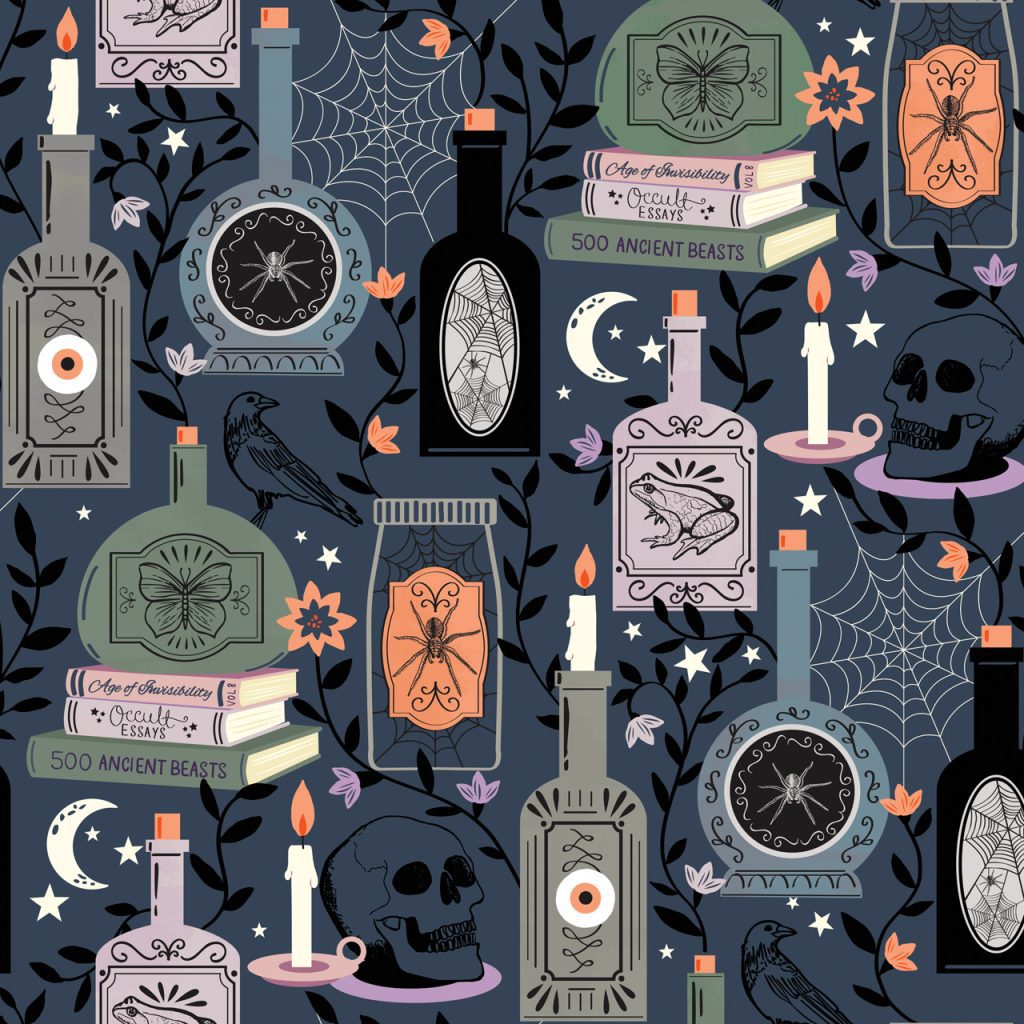 spellbound by sally mountain apothecary halloween fabric collection